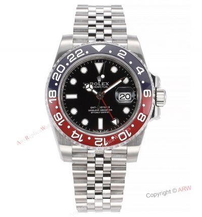 Swiss Grade JVS Factory Replica Rolex GMT II Pepsi Watch 3186 Red Blue Ceramic Bezel  